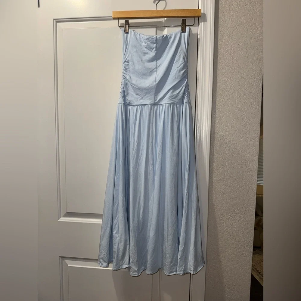 Abercrombie & Fitch Light Blue Drop Waist Strapless Maxi Dress